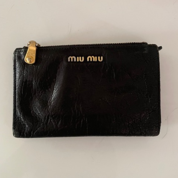Miu Miu Black Studded Continental Wallet